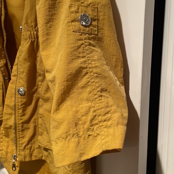 Mustard Colored Cinched Waist Rain Coat - Picture 5 of 11